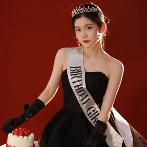 생일축하 어깨띠+티아라 왕관세트 파티용품 파티 미스코리아 해피버스데이 왕관소품 감성사진