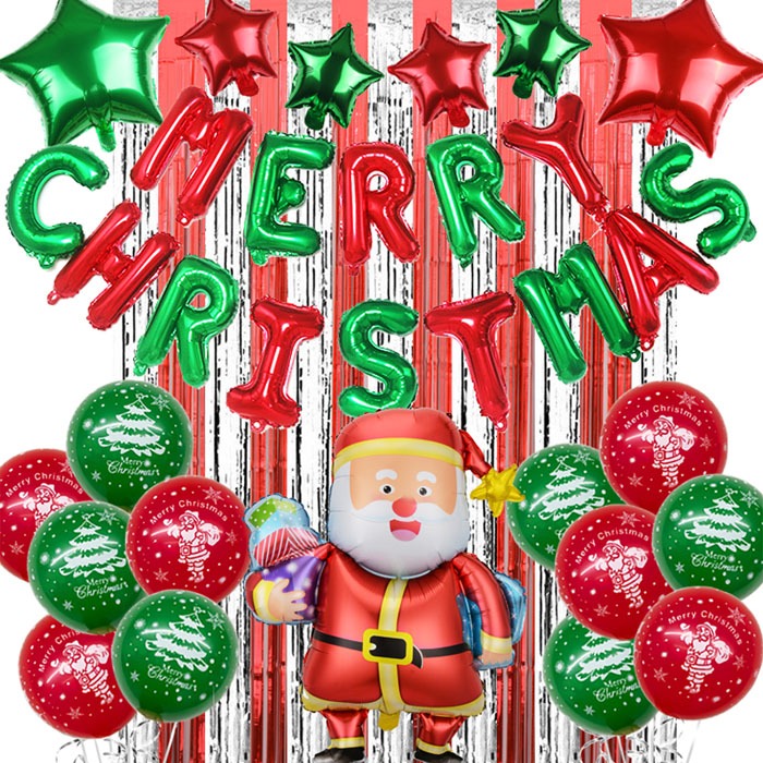 크리스마스 풍선 풀세트 산타에어벌룬 이니셜풍선 컨페티 홈파티 연말 성탄절 교회 어린이집 벽장식 이벤트