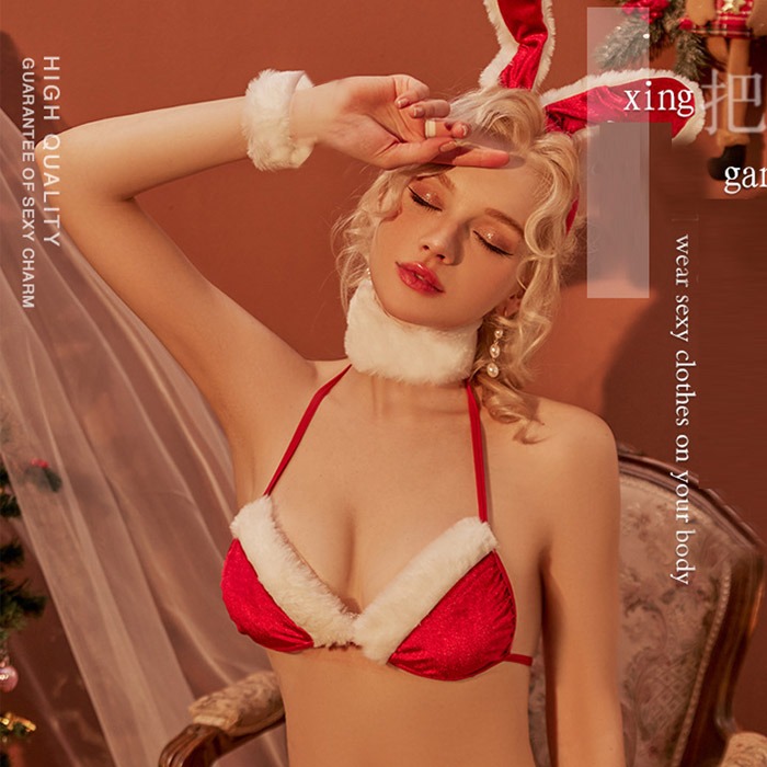 X-mas 산타 비키니 풀세트 코스튬 산타복장 여자 산타걸 코스프레 이벤트 기념일 여성용 산타의상 벨벳